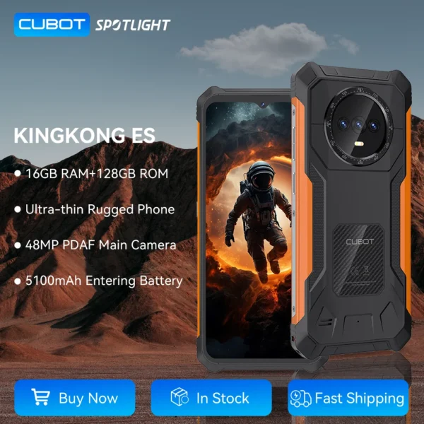 [Estreia mundial] Cubot KINGKONG ES Smartphone robusto 16GB + 128GB RAM 90Hz 6,56 "HD + Tela Android 14 48MP Câmera principal 5100mAh